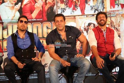 Salman Khan with music director Pritam and singer Mika Singh launches Eid Special song of film 'Bajrangi Bhaijaan'