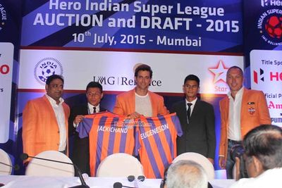 Hrithik Roshan, Ranbir Kapoor, John Abraham at the Auction and Draft of 'The Hero Indian Super League 2015'