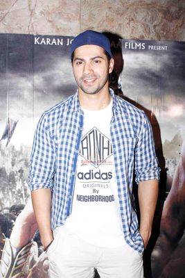 Salman Khan, Varun Dhawan, David Dhawan, Pulkit Samrat, Sooraj Pancholi at film 'Baahubali' special screening
