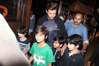 Hrithik Roshan with his Sons Spotted at Theatre to watch Hollywood Movie 'Inside Out'