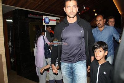Hrithik Roshan with his Sons Spotted at Theatre to watch Hollywood Movie 'Inside Out'