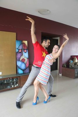 Amisha Patel learns Western Dance from Sandip Soparrkar in Mumbai