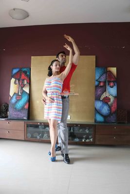 Amisha Patel learns Western Dance from Sandip Soparrkar in Mumbai