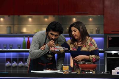 Arjun Kapoor shoots for Farah Khan's cookery show Farah Ki Daawat in Mumbai