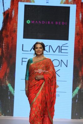 Shabana Azmi walks the ramp as showstopper for designer Mandira Bedi at LFW Summer/Resort 2015