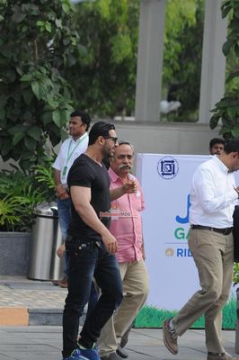 John Abraham, Abhishek Bachchan, Ranbir Kapoor, Amitabh Bachchan among other Celebs with CM Devendra Fadnavis at the opening football match at JIO Garden