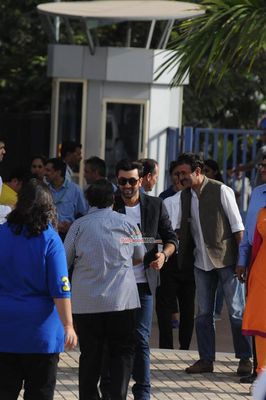 John Abraham, Abhishek Bachchan, Ranbir Kapoor, Amitabh Bachchan among other Celebs with CM Devendra Fadnavis at the opening football match at JIO Garden