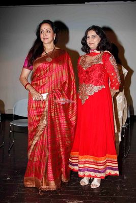 Hema Malini with author Sangeeta Bajpai during the launch of the book 'Choo Lein Aasman'