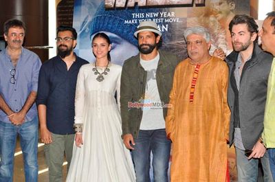 Farhan Akhtar, Neil Nitin Mukesh, Aditi Rao Hydari at film 'Wazir' Trailer Launch