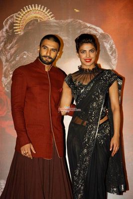 Ranveer Singh with Priyanka Chopra & Amruta Khanvilkar at celebration of 'Bajirao Mastani' Music