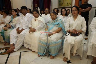 Bollywood Movie and Music Stars at the prayer meet for late music composer Ravindra Jain