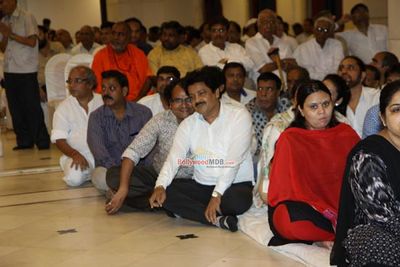 Bollywood Movie and Music Stars at the prayer meet for late music composer Ravindra Jain