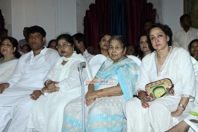 Bollywood Movie and Music Stars at the prayer meet for late music composer Ravindra Jain