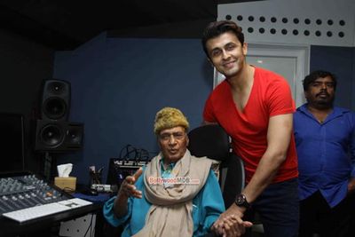 Sonu Nigam and Music Director Khayyam at film 'Gulam Bandhu' Song Recording