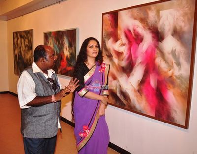 B-Town stars and Urban Development Minister Ranjeet Patil at Vishnu Sonawane's art show inauguration