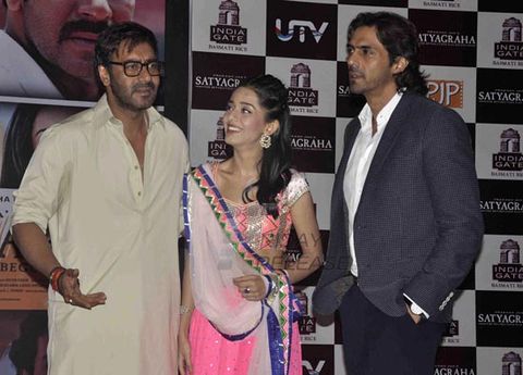 Ajay Devgan, Amrita Rao, Arjun Rampal at film 'SATYAGRAHA' press meet
