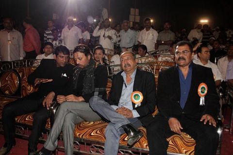 Chief minister Prithviraj Chauhan, Sunil Shetty, Irrfan Khan, Sajid Wajid, Tinu Anand with MLA Aslam Shaikh at prize distribution ceremony of Malad Sports festival