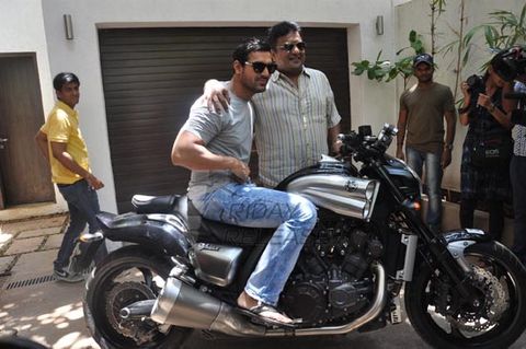 John Abraham gifts Sanjay Gupta Yamaha V Max bike for success of SHOOTOUT AT WADALA