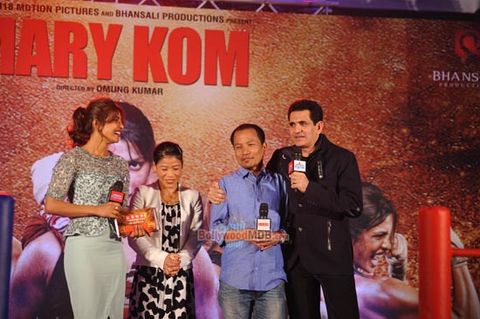 Priyanka Chopra with world champion boxer Mary Kom at the music event of film 'Mary Kom'