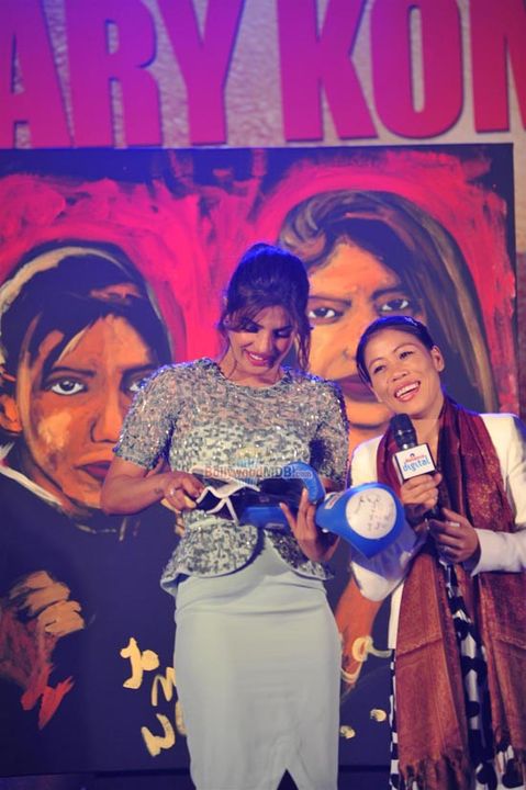 Priyanka Chopra with world champion boxer Mary Kom at the music event of film 'Mary Kom'