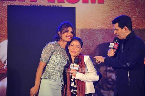Priyanka Chopra with world champion boxer Mary Kom at the music event of film 'Mary Kom'