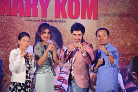 Priyanka Chopra with world champion boxer Mary Kom at the music event of film 'Mary Kom'