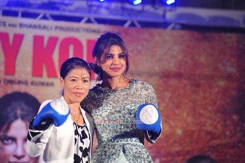 Priyanka Chopra with world champion boxer Mary Kom at the music event of film 'Mary Kom'