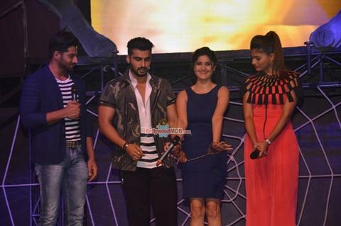 Arjun Kapoor along with Celeb Contestants at the launch of 'Khatron Ke Khiladi' new season
