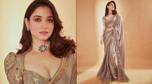 Did you notice the alluring brocade blouse on Tamannaah Bhatia? If you love cocktail-ready drapes, check out her look