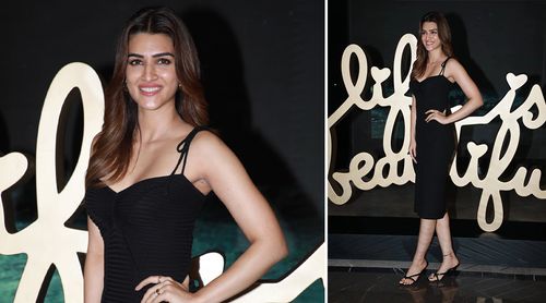 Kriti Sanon looks irresistibly hot as she wears a black ribbed knit dress by Georgie Hardinge