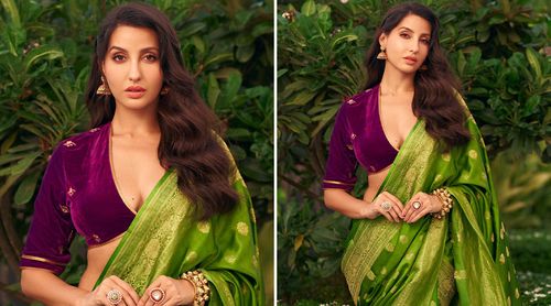 WOW! Nora Fatehi Mesmerises In A Green-Purple Saree; Fans Are Left SPELLBOUND! (View Post)