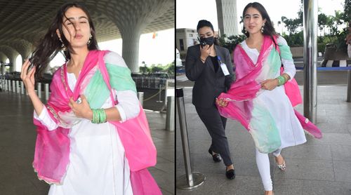 Sara Ali Khan aces desi look in a simple white kurta and an organza dupatta