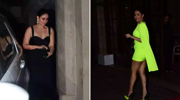 As they leave for a girls' night out, Malaika stuns in a neon outfit, while  Kareena