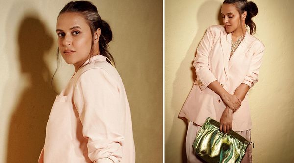 Neha Dhupiya Nude - Neha Dhupia's pale pink blazer set looks CLASSY; Perfect outfit for your  formal meetings!