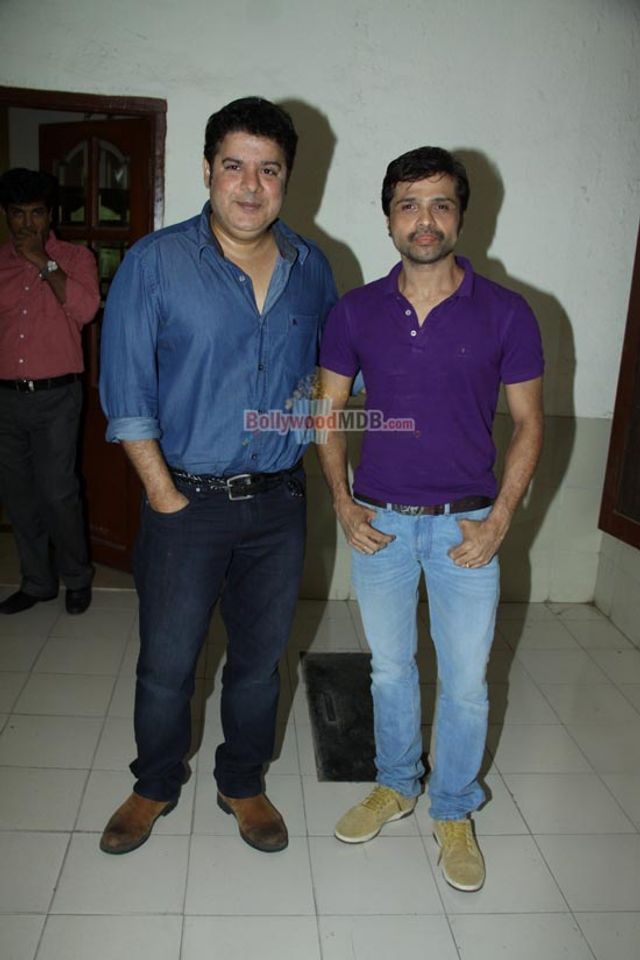 Sajid Khan with singer and actor Himesh Reshammiya at the music premiere of film 'Humshakals'