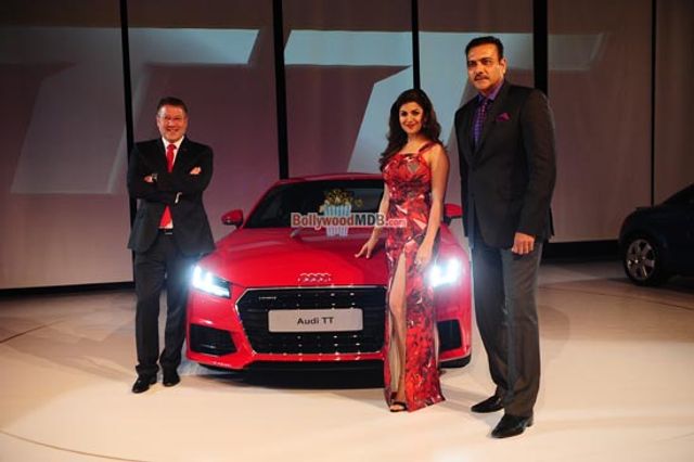 Nimrat Kaur, Ravi Shastri, Audi India Head Joe King at the launch of Audi TT Coupe Sports Car