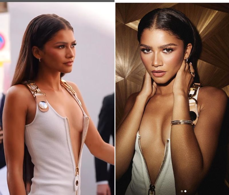 Zendaya Moves Like a Pro in Daring Double-Zipper Louis Vuitton Dress at  Paris Fashion Week