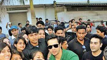 Varun Dhawan flocked by female fans in Indore