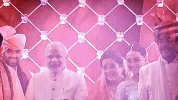 Prime Minister Narendra Modi graces the wedding ceremony of Actress Sonakshi Sinha's Brother