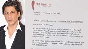 'Dilwale' team and Red Chillies donate Rs. 1 crore to Chennai flood victims