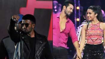 Ranveer Singh, Shraddha Kapoor, Varun Dhawan clicked while rehearsing for performance at an award function
