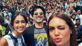 Akshay, Ileana, Esha promote Rustom at Amity University, Gurgaon
