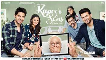 Checkout the cool new poster of 'Kapoor & Sons'; Trailer out today!