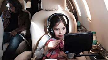 Child artist Harshaali Malhotra watches 'Kick' on chartered plane