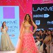 Ileana D'Cruz walks the ramp as showstopper for designer Anushree Reddy at the Lakme Fashion Week Summer/Resort 2015