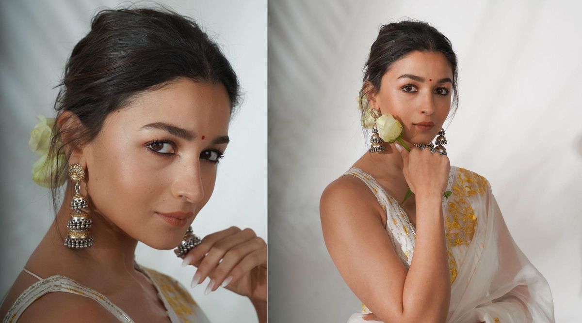 Alia Bhatt looks jaw dropping in a white saree for the trailer launch of Gangubai Kathiawadi