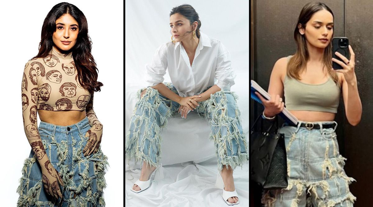 Alia Bhatt, Kritika Kamra, Manushi Chillar wearing HANDCRAFTED PANEL DISTRESSED JEANS Who slayed the look?