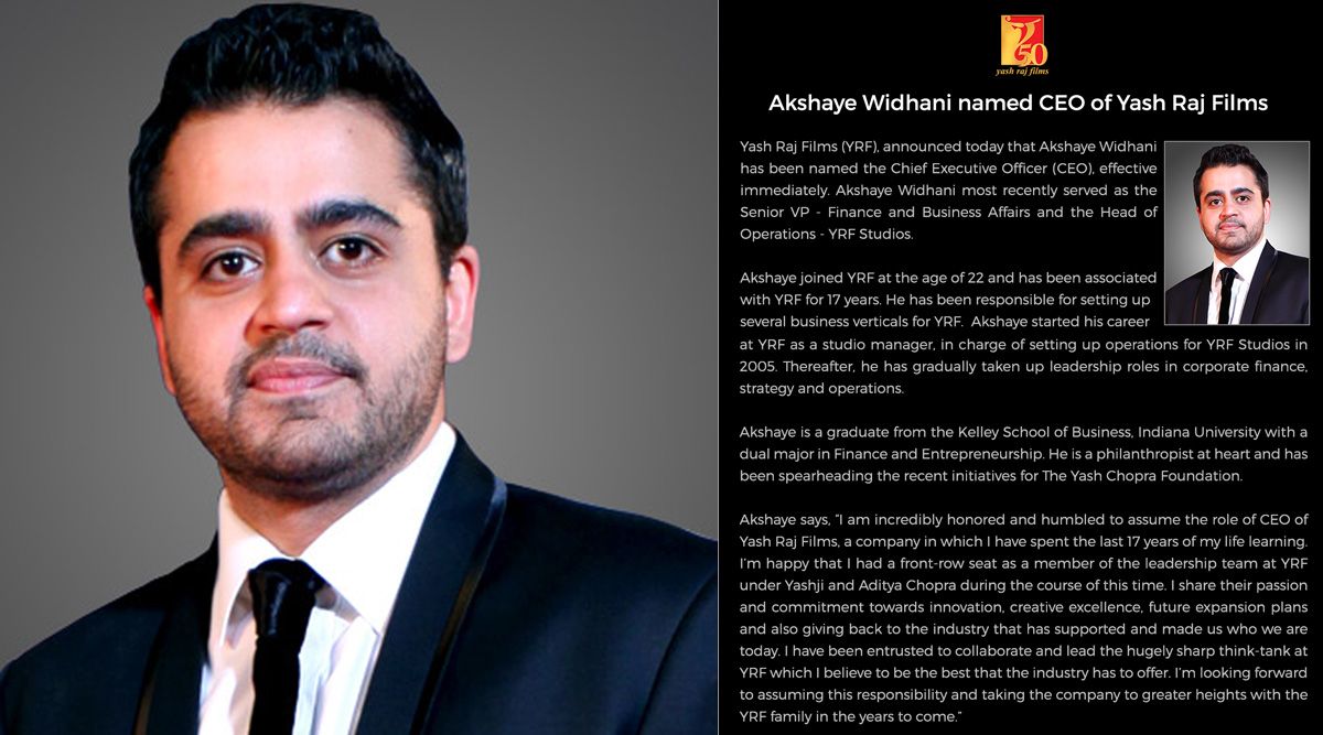 Akshaye Widhani takes charge as the new CEO of Yash Raj Films