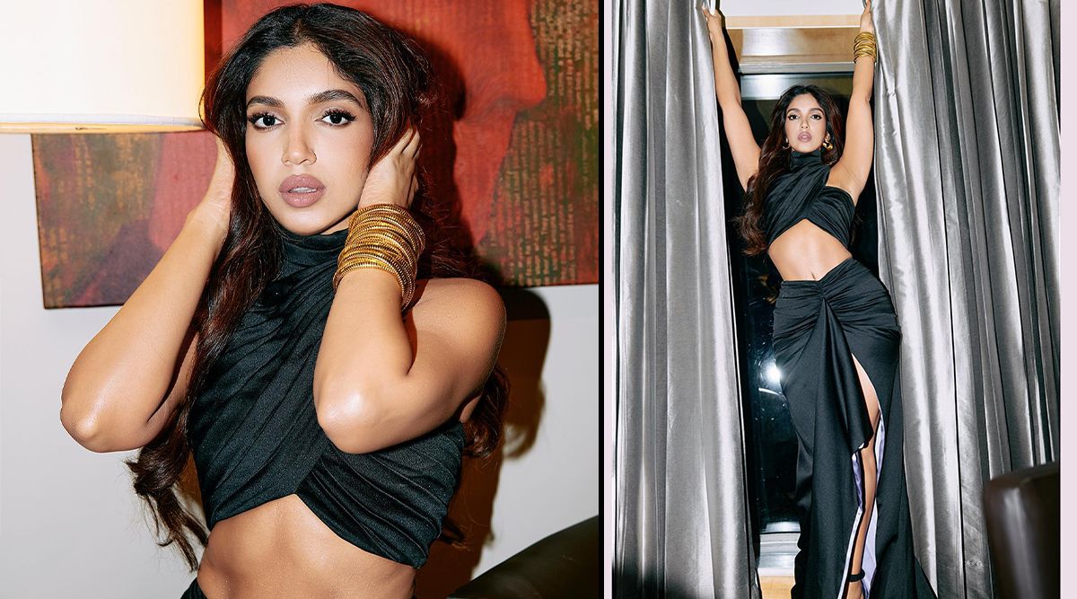 Bhumi Pednekar stuns in a black dress with thigh-high slit