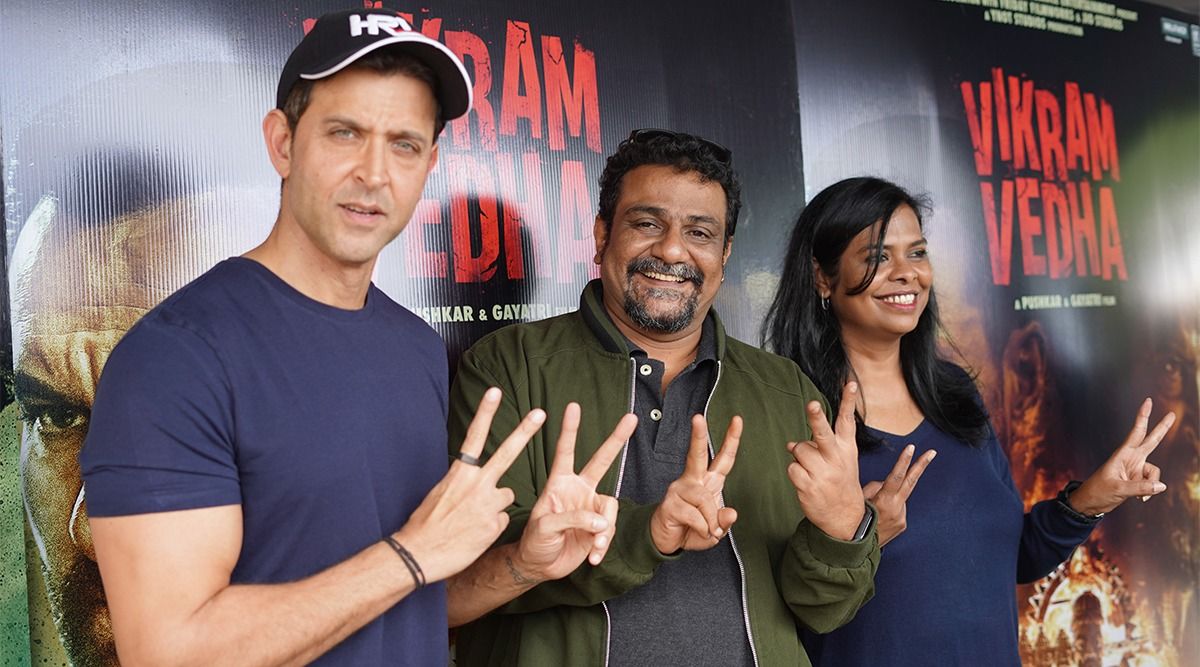 Director Pushkar-Gayatri and Vedha Hrithik Roshan are promoting "Vikram Vedha" at Sun N Sand.